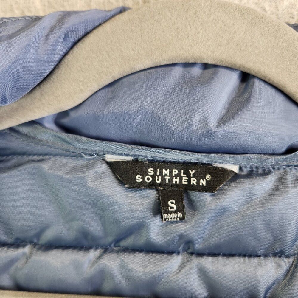 Simply Southern Vest Mens S Blue Two Tone Puffer Quilted Western Cowboy Ranch - Picture 8 of 14